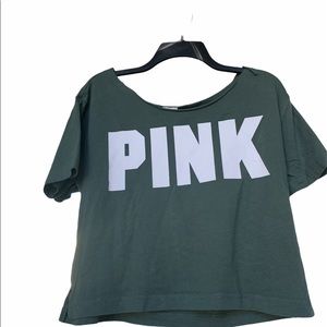Green PINK crop shirt great condition